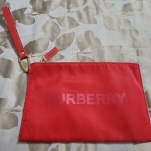 Burberry Red Nylon Wristlet Clutch